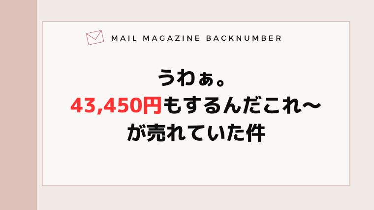 うわぁ。43,450円もするんだこれ〜が売れていた件