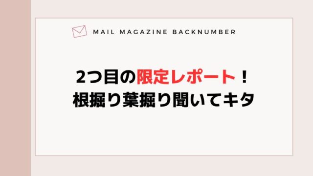 2つ目の限定レポート！根掘り葉掘り聞いてキタ